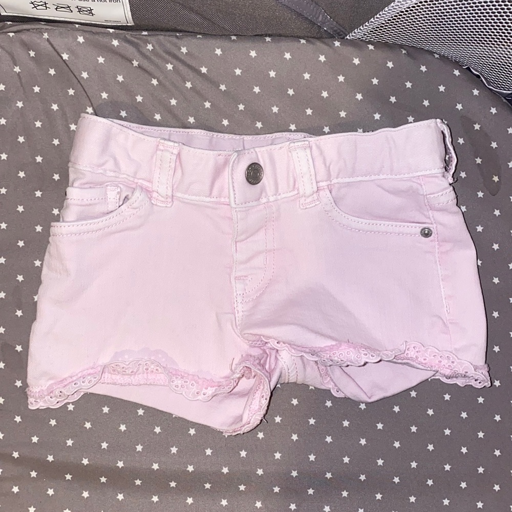 Cat & Jack light purple stretch denim shorts with lace detail 5t